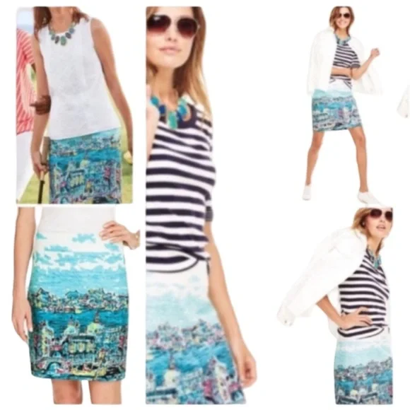 Talbots Venice Grand Canal Scenic Print Skirt Women’s Size 10P - Picture 14 of 14